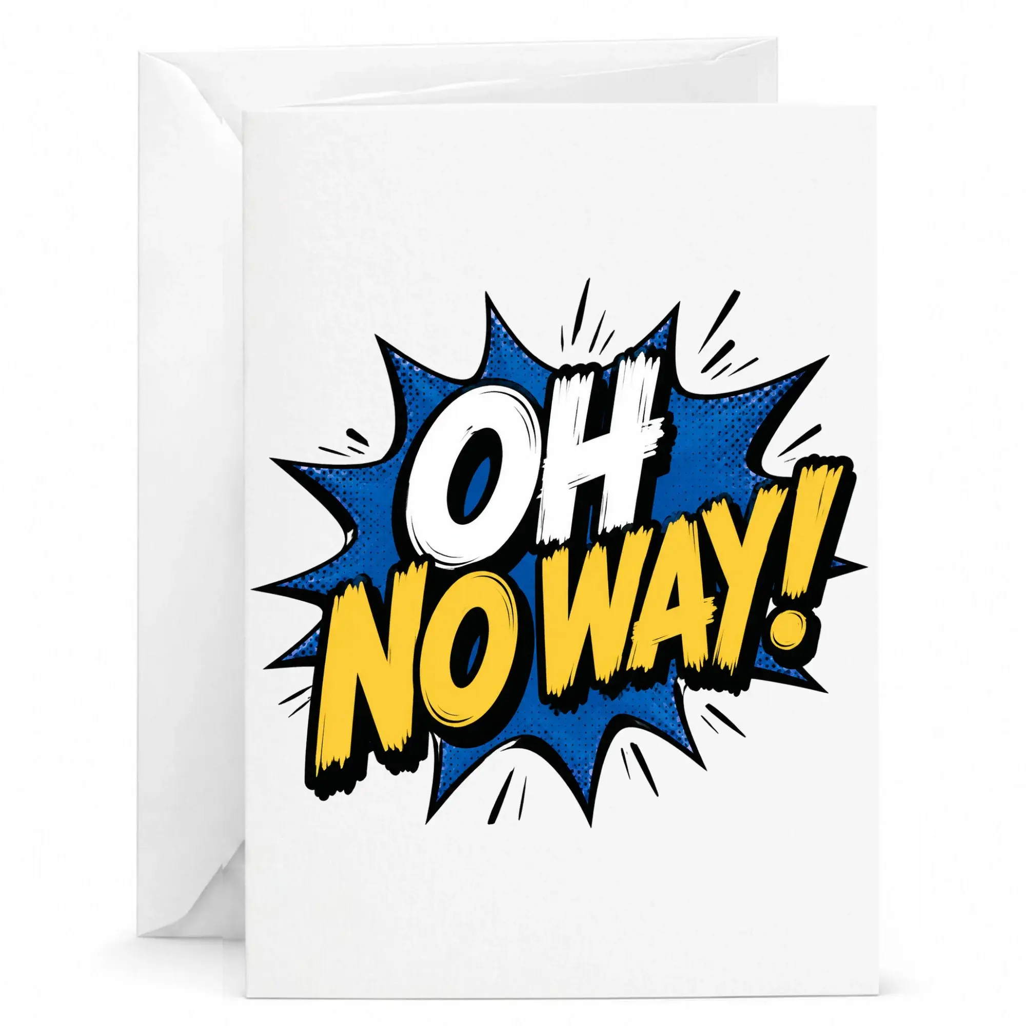 Funny Greeting Card Oh No Way Comic Book Style Expression for Surprise and Reactions Heavyweight Cardstock Note