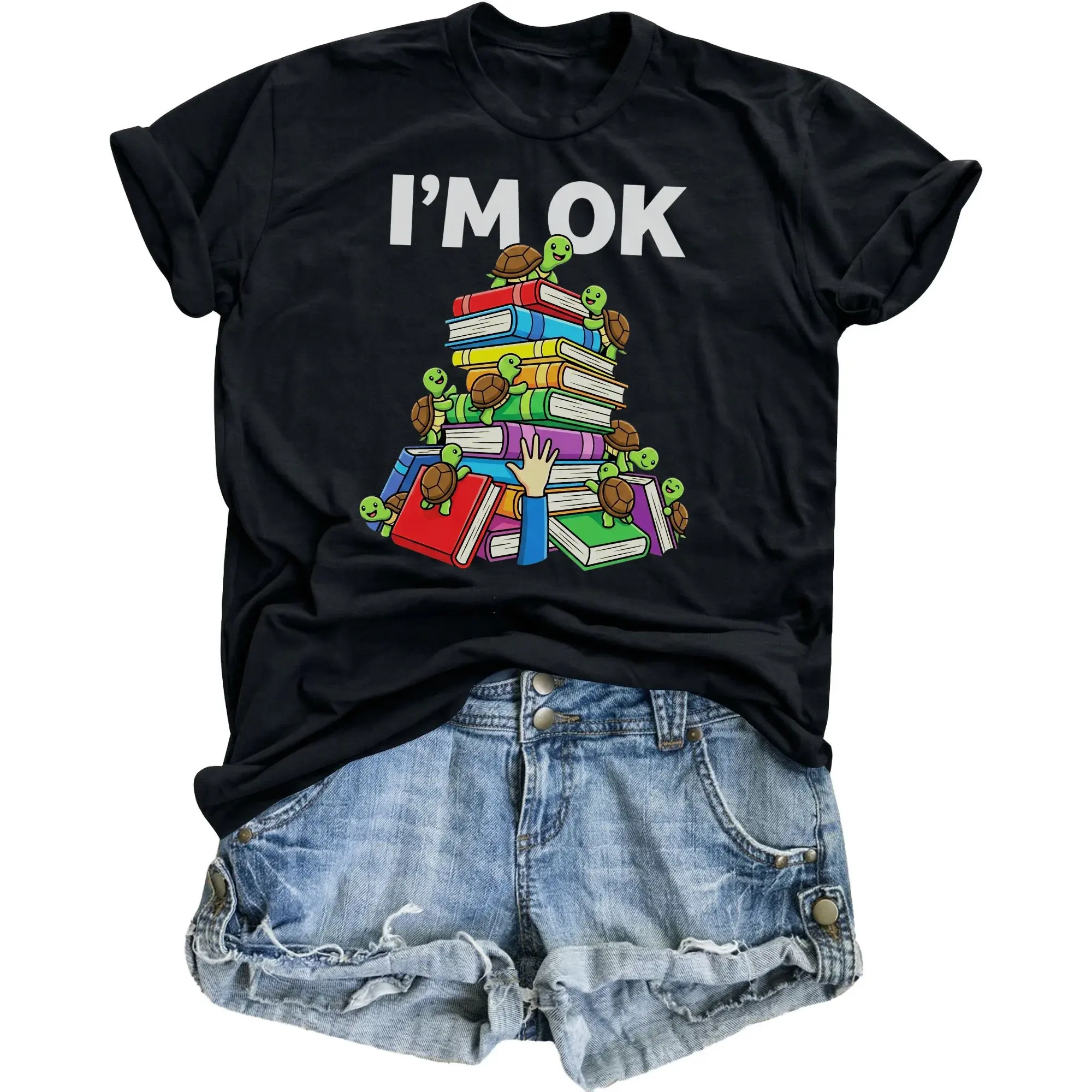 Funny Shirt I Am Ok Book Lover Graphic Tee Unisex Casual Apparel for Reading Enthusiasts and Style Fans
