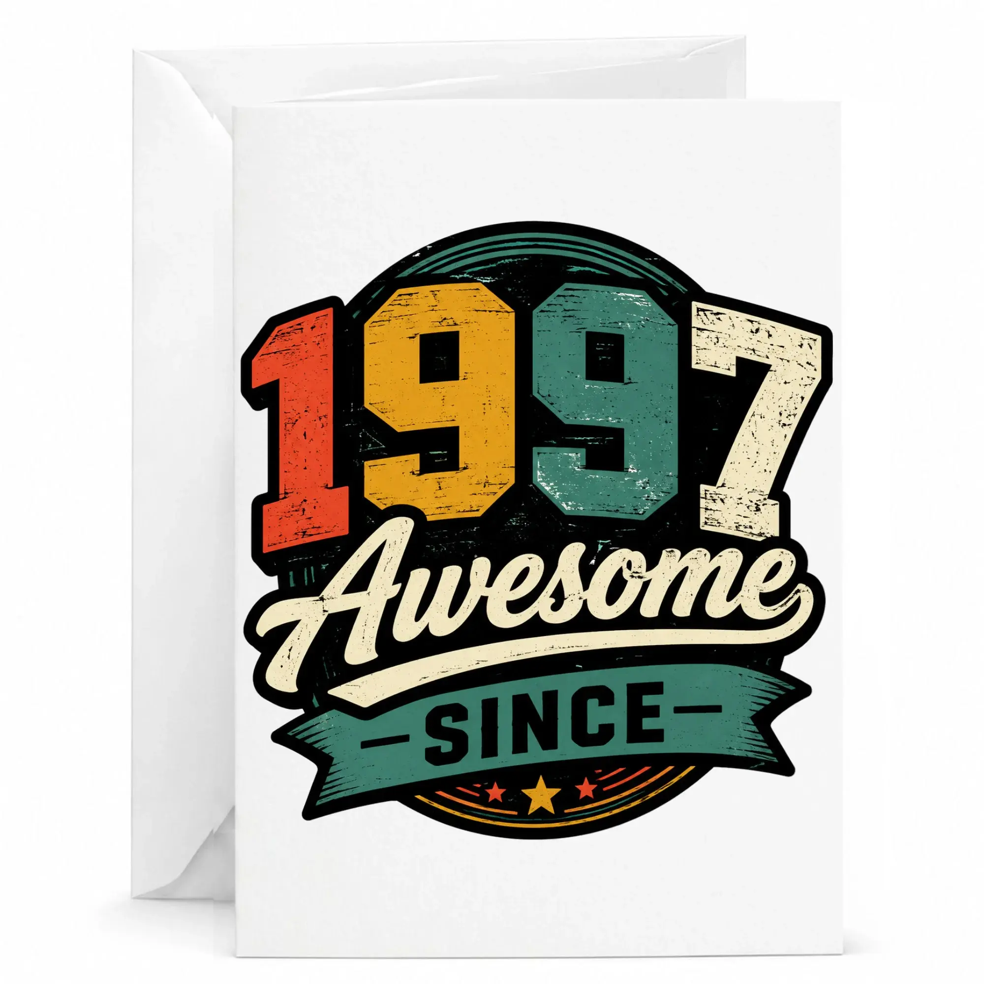 Birthday Card Awesome Since 1997 Vintage Retro Style Greeting Card for Milestone Celebration and Anniversary Events