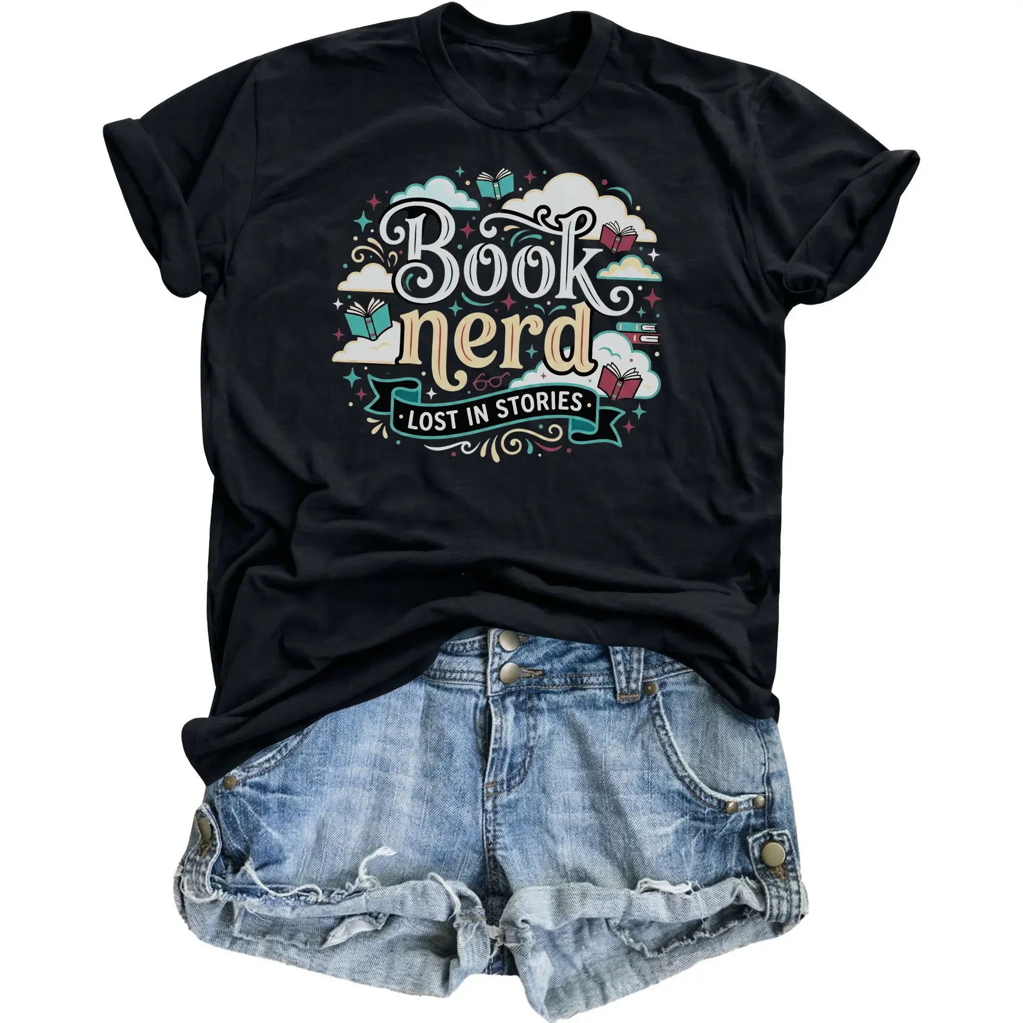 Graphic Tee Book Lost in Stories Unisex Shirt Casual Literature Enthusiast Clothing Literary Lover Apparel