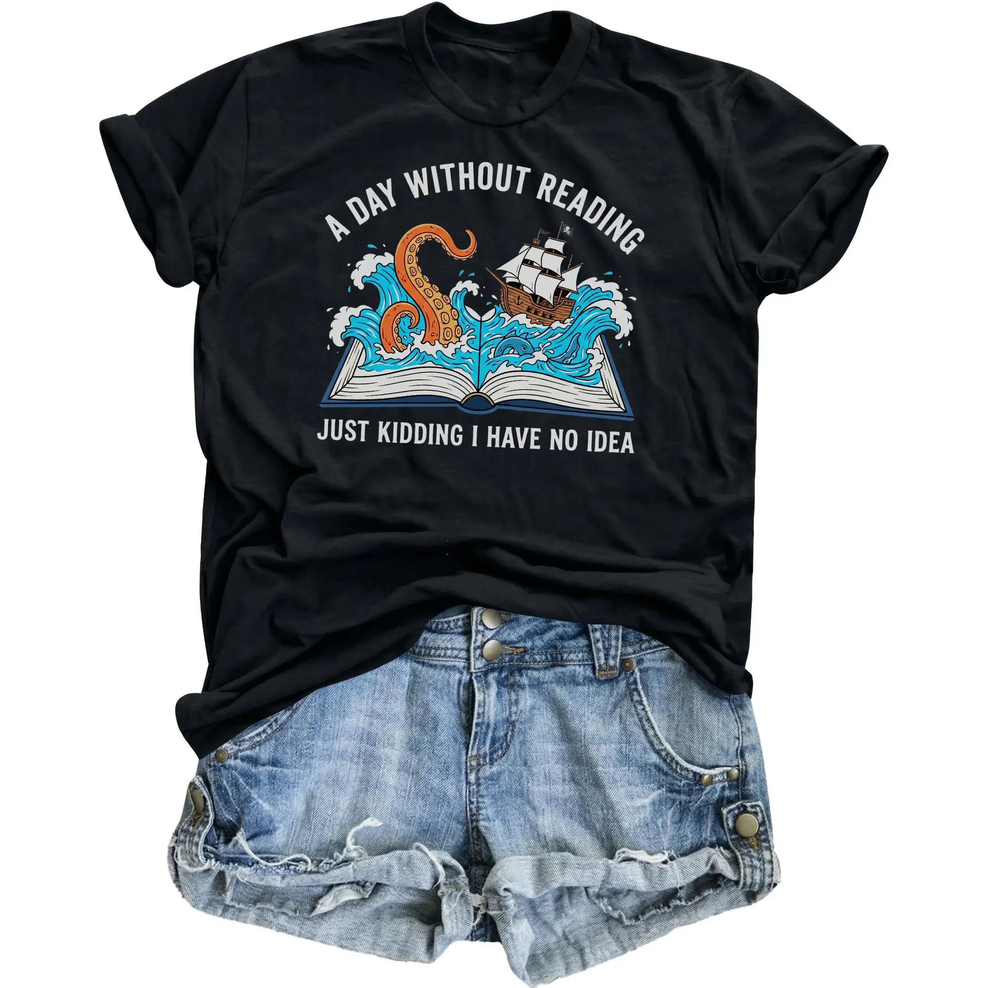 Funny Graphic Tee Without Reading Unisex Shirt Book Lover Apparel Casual Crew Neck Cotton Blend Top