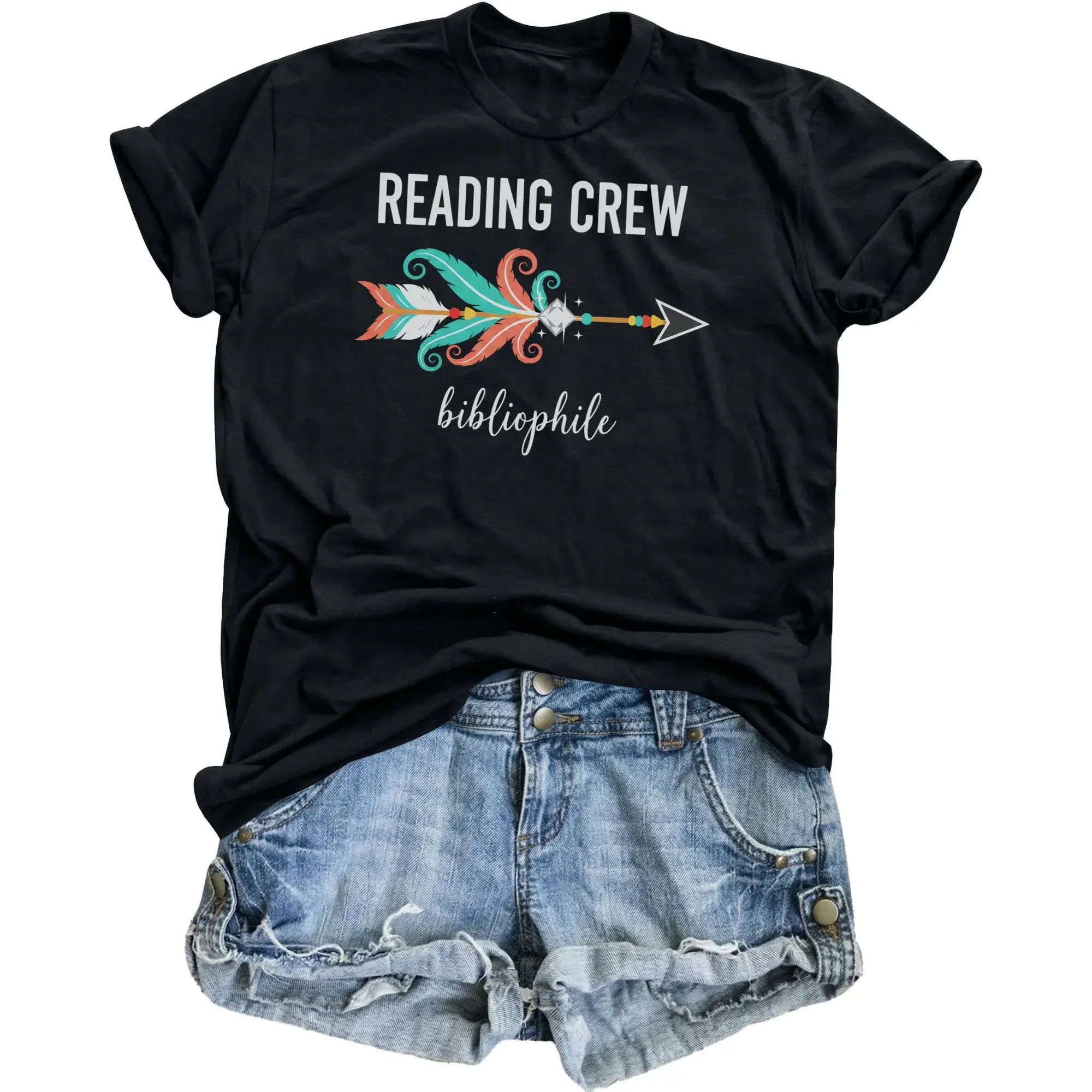 Graphic Tee Reading Crew Bibliophile Shirt for Book Lovers Comfortable Casual Unisex Cotton Blend Short Sleeve Top