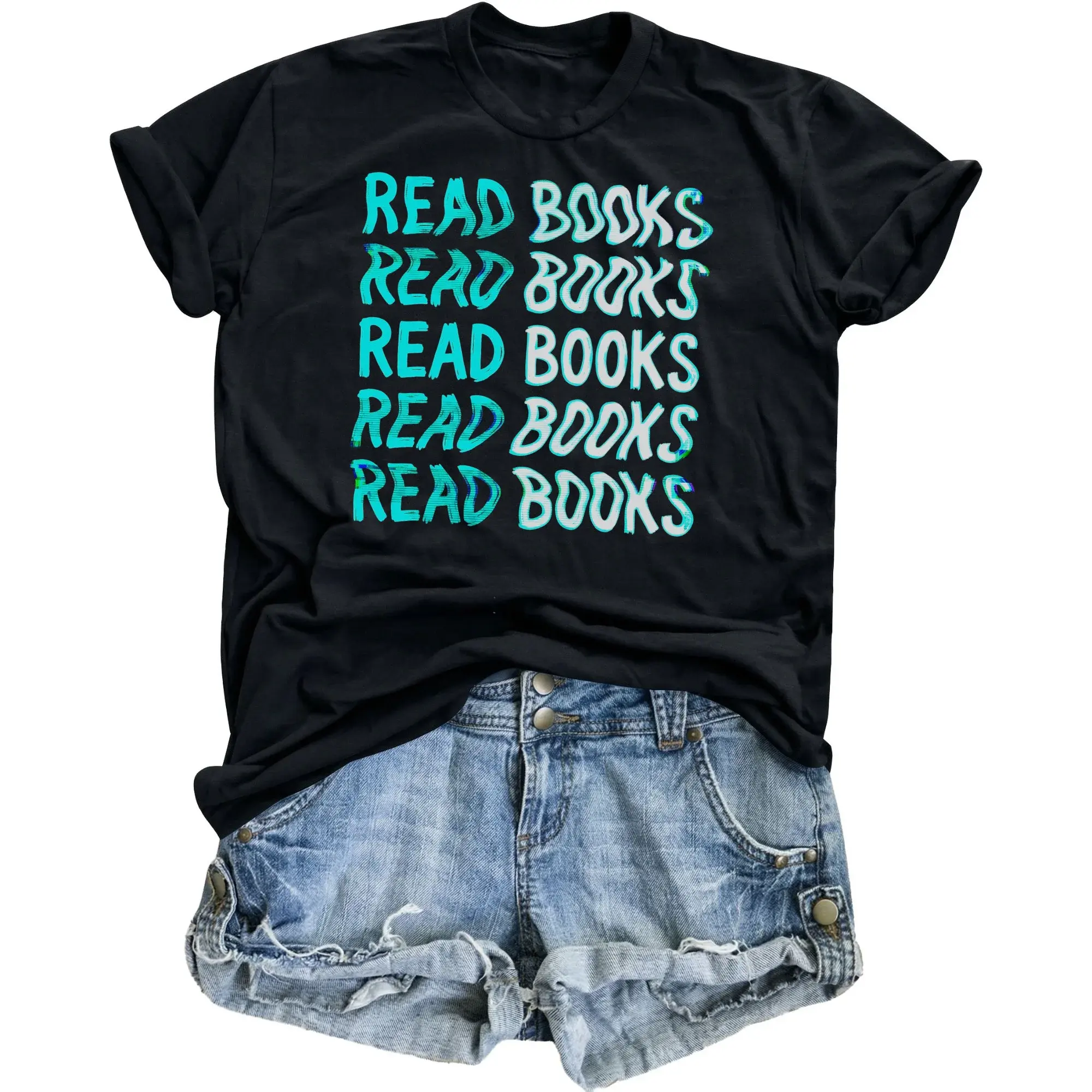 Graphic Tee Read Books Unisex Shirt Retro Style Typography Print Comfortable Everyday Casual Cotton Blend Apparel