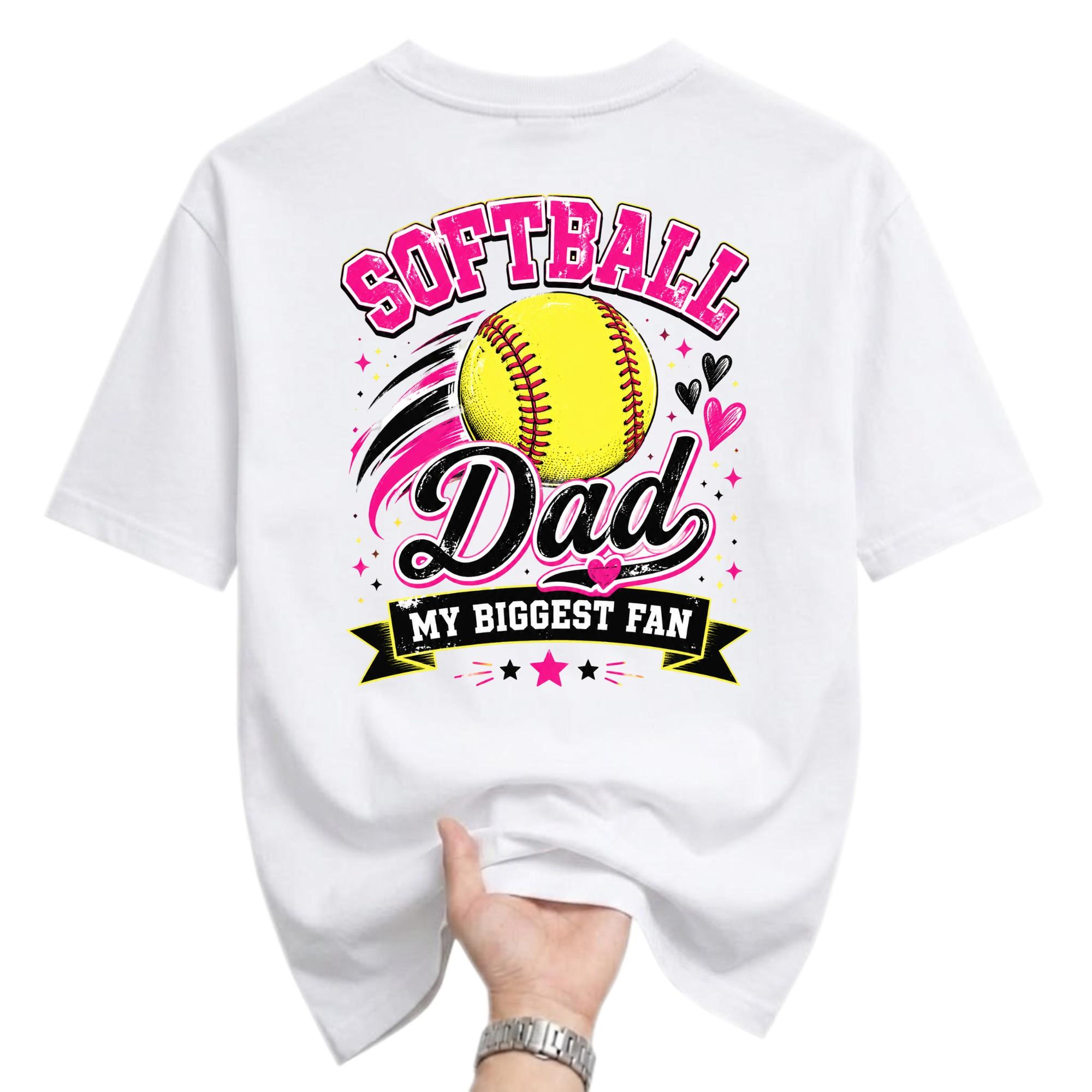 Funny Shirt Softball Dad My Biggest Fan Graphic Tee Unisex Casual Apparel for Sports Enthusiasts and Proud Parents