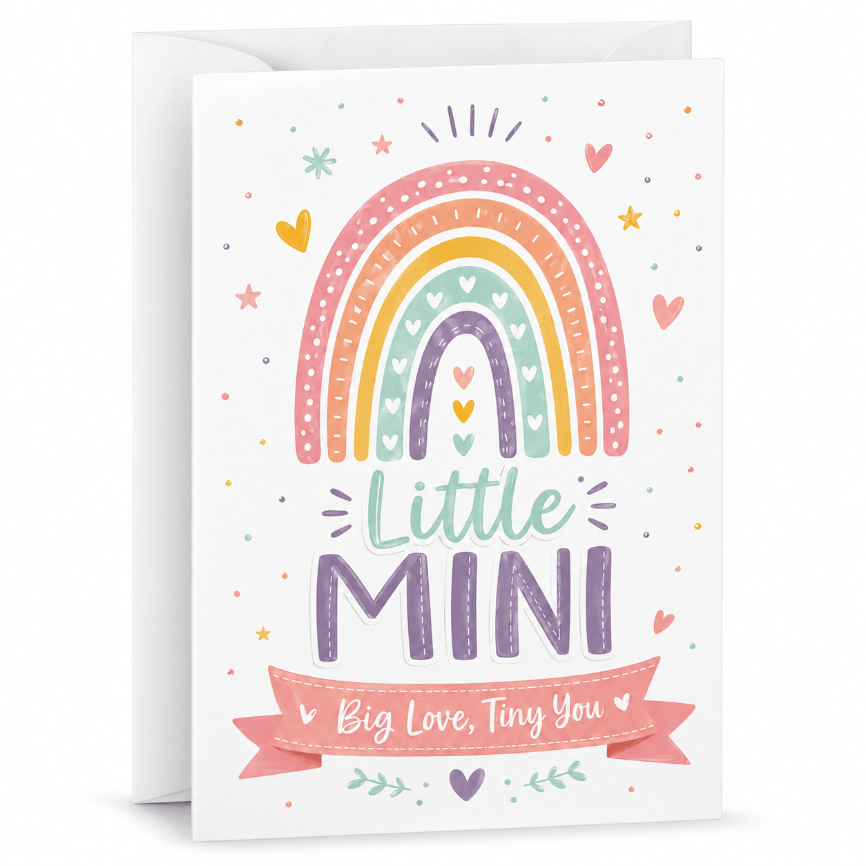Greeting Card With Pastel Rainbow Artwork and Inspirational Typography Design With Matching Envelope